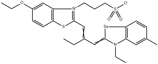 5-ethoxy-2-[2-[(3-ethyl-5-methyl-3H-benzoselenazol-2-ylidene)methyl]but-1-enyl]-3-(3-sulphonatopropyl)benzothiazolium Structure