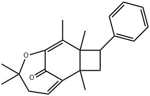 2,5,6,9,9-Pentamethyl-4-phenyl-8-oxatricyclo[5.4.1.02,5]dodeca-6,11(1)-dien-12-one 结构式