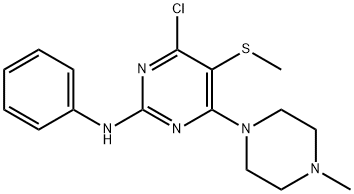 2-Anilino-4-chloro-6-(4-methylpiperazino)-5-(methylthio)pyrimidine,55921-67-0,结构式