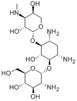 4-O-(2-Amino-2-deoxy-α-D-glucopyranosyl)-6-O-(3-deoxy-3-methylamino-β-L-arabinopyranosyl)-2-deoxy-D-streptamine Structure