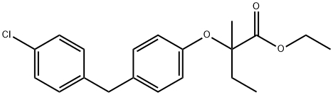 rac-(R*)-2-[4-[(4-クロロフェニル)メチル]フェノキシ]-2-メチルブタン酸エチル 化学構造式