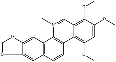 1,2,4-トリメトキシ-12-メチル[1,3]ベンゾジオキソロ[5,6-c]フェナントリジン-12-イウム 化学構造式