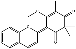 (6E)-6-(2H-1-Benzopyran-2-ylidene)-5-methoxy-2,2,4-trimethyl-4-cyclohexene-1,3-dione 结构式