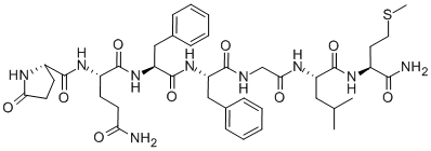 PYR-GLN-PHE-PHE-GLY-LEU-MET-NH2 化学構造式