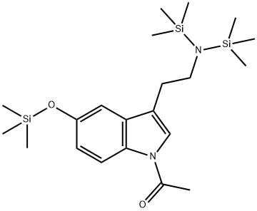 N,N-ビス(トリメチルシリル)-1-アセチル-5-[(トリメチルシリル)オキシ]-1H-インドール-3-エタンアミン 化学構造式