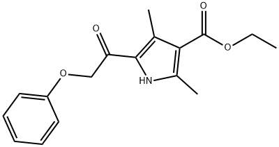 1H-Pyrrole-3-carboxylicacid,2,4-dimethyl-5-(phenoxyacetyl)-,ethylester(9CI) Structure