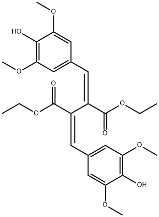 2,3-ビス[(E)-(4-ヒドロキシ-3,5-ジメトキシフェニル)メチレン]ブタン二酸ジエチル 化学構造式