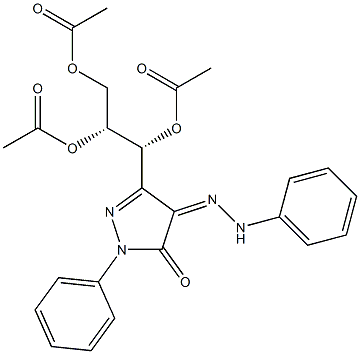 (-)-1-Phenyl-3-[1,2,3-tris(acetyloxy)propyl]-4-(2-phenylhydrazono)-1H-pyrazole-5(4H)-one Structure