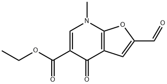 Furo[2,3-b]pyridine-5-carboxylic  acid,  2-formyl-4,7-dihydro-7-methyl-4-oxo-,  ethyl  ester Struktur