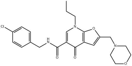 Furo[2,3-b]pyridine-5-carboxamide,  N-[(4-chlorophenyl)methyl]-4,7-dihydro-2-(4-morpholinylmethyl)-4-oxo-7-propyl- Structure