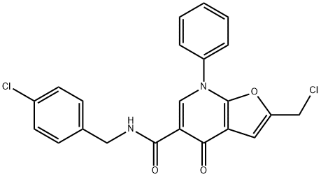 Furo[2,3-b]pyridine-5-carboxamide,  2-(chloromethyl)-N-[(4-chlorophenyl)methyl]-4,7-dihydro-4-oxo-7-phenyl- 化学構造式