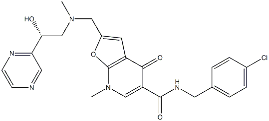 Furo[2,3-b]pyridine-5-carboxamide,  N-[(4-chlorophenyl)methyl]-4,7-dihydro-2-[[[(2R)-2-hydroxy-2-pyrazinylethyl]methylamino]methyl]-7-methyl-4-oxo-  (9CI),562101-59-1,结构式