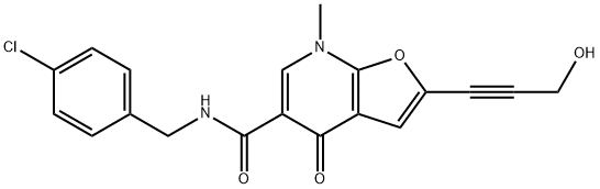 Furo[2,3-b]pyridine-5-carboxamide,  N-[(4-chlorophenyl)methyl]-4,7-dihydro-2-(3-hydroxy-1-propynyl)-7-methyl-4-oxo-  (9CI) Structure