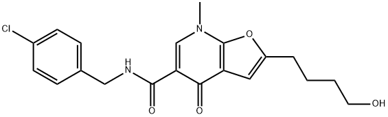 Furo[2,3-b]pyridine-5-carboxamide,  N-[(4-chlorophenyl)methyl]-4,7-dihydro-2-(4-hydroxybutyl)-7-methyl-4-oxo- Struktur