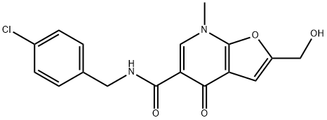 Furo[2,3-b]pyridine-5-carboxamide,  N-[(4-chlorophenyl)methyl]-4,7-dihydro-2-(hydroxymethyl)-7-methyl-4-oxo- 化学構造式