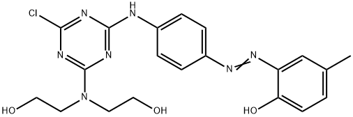 2-[[4-[[4-[ビス(2-ヒドロキシエチル)アミノ]-6-クロロ-1,3,5-トリアジン-2-イル]アミノ]フェニル]アゾ]-4-メチルフェノール 化学構造式