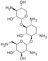 6-O-(2-Amino-2-deoxy-α-D-xylopyranosyl)-4-O-(2,6-diamino-2,6-dideoxy-α-D-glucopyranosyl)-2-deoxy-D-streptamine Structure