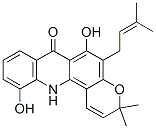 3,12-ジヒドロ-6,11-ジヒドロキシ-3,3-ジメチル-5-(3-メチル-2-ブテニル)-7H-ピラノ[2,3-c]アクリジン-7-オン 化学構造式