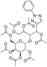 [(1S,2R)-2,3-ビス(アセチルオキシ)-1-[(R)-(アセチルオキシ)(2-フェニル-2H-1,2,3-トリアゾール-4-イル)メチル]プロピル]2-O,3-O,4-O,6-O-テトラアセチル-α-D-ガラクトピラノシド 化学構造式