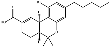 (6aR)-6aβ,7,8,10a-テトラヒドロ-1-ヒドロキシ-6,6-ジメチル-3-ペンチル-6H-ジベンゾ[b,d]ピラン-9-カルボン酸 化学構造式