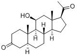 11β-ヒドロキシ-5α-プレグナン-3,20-ジオン 化学構造式