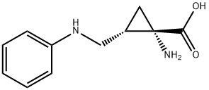 Cyclopropanecarboxylic acid, 1-amino-2-[(phenylamino)methyl]-, (1S,2S)- (9CI) 化学構造式