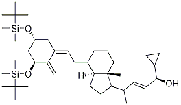 (R,E)-4-((1R,3aS,7aR,E)-4-((E)-2-((3S,5R)-3,5-bis(tert-butyldiMethylsilyloxy)-2-Methylenecyclohexylidene)ethylidene)-7a-Methyloctahydro-1H-inden-1-yl)-1-cyclopropylpent-2-en-1-ol Struktur