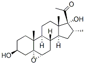 5,6α-エポキシ-3β,17α-ジヒドロキシ-16α-メチル-5α-プレグナン-20-オン 化学構造式