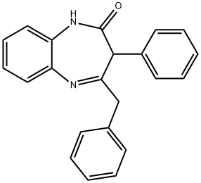1,3-ジヒドロ-3-フェニル-4-(フェニルメチル)-2H-1,5-ベンゾジアゼピン-2-オン 化学構造式