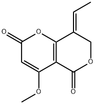 (8E)-8-エチリデン-7,8-ジヒドロ-4-メトキシ-2H,5H-ピラノ[4,3-b]ピラン-2,5-ジオン 化学構造式