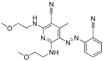 5-[(2-cyanophenyl)azo]-2,6-bis[(2-methoxyethyl)amino]-4-methylnicotinonitrile Struktur