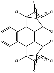 1,2,3,4,5,6,7,8,13,13,14,14-ドデカクロロ-1,4,4a,4b,5,8,8a,12b-オクタヒドロ-1,4:5,8-ジメタノトリフェニレン 化学構造式