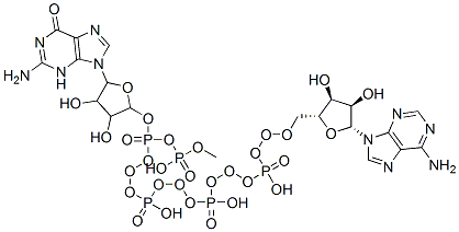 [(2R,3S,4R,5R)-5-(2-amino-6-oxo-3H-purin-9-yl)-3,4-dihydroxyoxolan-2-yl]methyl [[[[[(2R,3S,4R,5R)-5-(6-aminopurin-9-yl)-3,4-dihydroxyoxolan-2-yl]methoxy-hydroxyphosphoryl]oxy-hydroxyphosphoryl]oxy-hydroxyphosphoryl]oxy-hydroxyphosphoryl] hydrogen phosphate 化学構造式