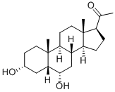 3α,6α-ジヒドロキシ-5β-プレグナン-20-オン 化学構造式