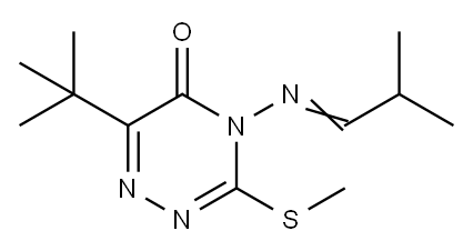 6-(1,1-ジメチルエチル)-4-(2-メチルプロピリデンアミノ)-3-メチルチオ-1,2,4-トリアジン-5(4H)-オン 化学構造式