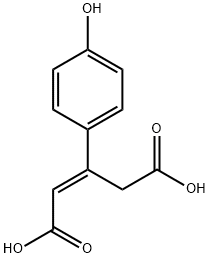 (E)-3-(4-ヒドロキシフェニル)-2-ペンテン二酸 化学構造式