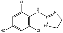 3,5-ジクロロ-4-[(4,5-ジヒドロ-1H-イミダゾール-2-イル)アミノ]フェノール 化学構造式