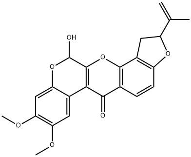 1,2-Dihydro-12-hydroxy-8,9-dimethoxy-2-(1-methylethenyl)[1]benzopyrano[3,4-b]furo[2,3-h][1]benzopyran-6(12H)-one,57103-58-9,结构式