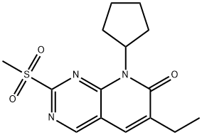 Pyrido[2,3-d]pyrimidin-7(8H)-one,  8-cyclopentyl-6-ethyl-2-(methylsulfonyl)-,571189-26-9,结构式