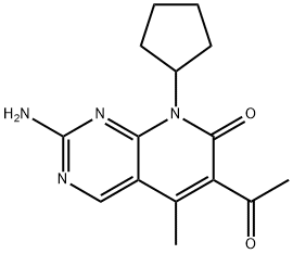 6-acetyl-2-aMino-8-cyclopentyl-5-Methylpyrido[2,3-d]pyriMidin-7(8H)-one Struktur