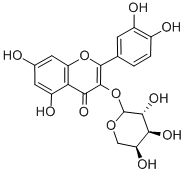 3-(α-L-アラビノフラノシルオキシ)-3',4',5,7-テトラヒドロキシフラボン 化学構造式