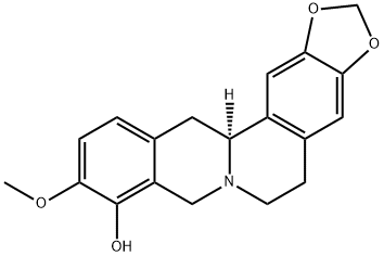 (13aS)-5,8,13,13a-テトラヒドロ-10-メトキシ-6H-ベンゾ[g]-1,3-ベンゾジオキソロ[5,6-a]キノリジン-9-オール 化学構造式