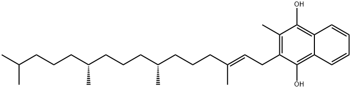 2-メチル-3-[(2E,7R,11R)-3,7,11,15-テトラメチル-2-ヘキサデセニル]ナフタレン-1,4-ジオール 化学構造式