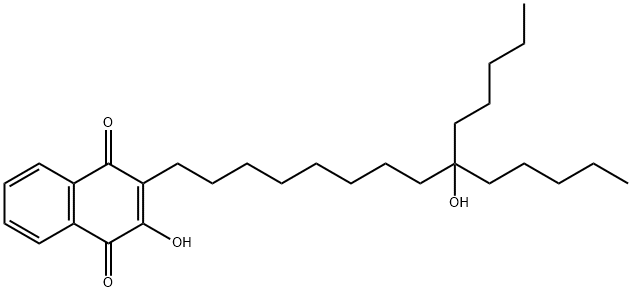 2-ヒドロキシ-3-(9-ヒドロキシ-9-ペンチルテトラデシル)-1,4-ナフタレンジオン 化学構造式