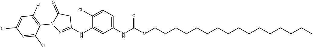 hexadecyl [4-chloro-3-[[4,5-dihydro-5-oxo-1-(2,4,6-trichlorophenyl)-1H-pyrazol-3-yl]amino]phenyl]carbamate 结构式