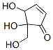 4,5-ジヒドロキシ-5-ヒドロキシメチル-2-シクロペンテン-1-オン 化学構造式
