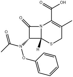 (6R-trans)-7-(acetylphenoxyamino)-3-methyl-8-oxo-5-thia-1-azabicyclo[4.2.0]oct-2-ene-2-carboxylic acid Structure
