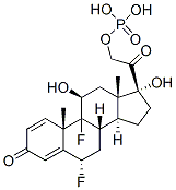 6α,9-ジフルオロ-11β,17-ジヒドロキシ-21-(ホスホノオキシ)プレグナ-1,4-ジエン-3,20-ジオン 化学構造式