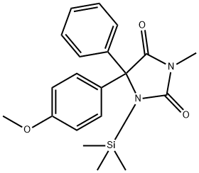 5-(4-Methoxyphenyl)-3-methyl-5-phenyl-1-(trimethylsilyl)-2,4-imidazolidinedione 结构式