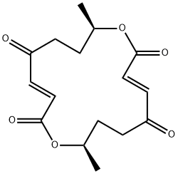 (3E,8R,11E,16R)-8,16-ジメチル-1,9-ジオキサシクロヘキサデカ-3,11-ジエン-2,5,10,13-テトラオン 化学構造式
